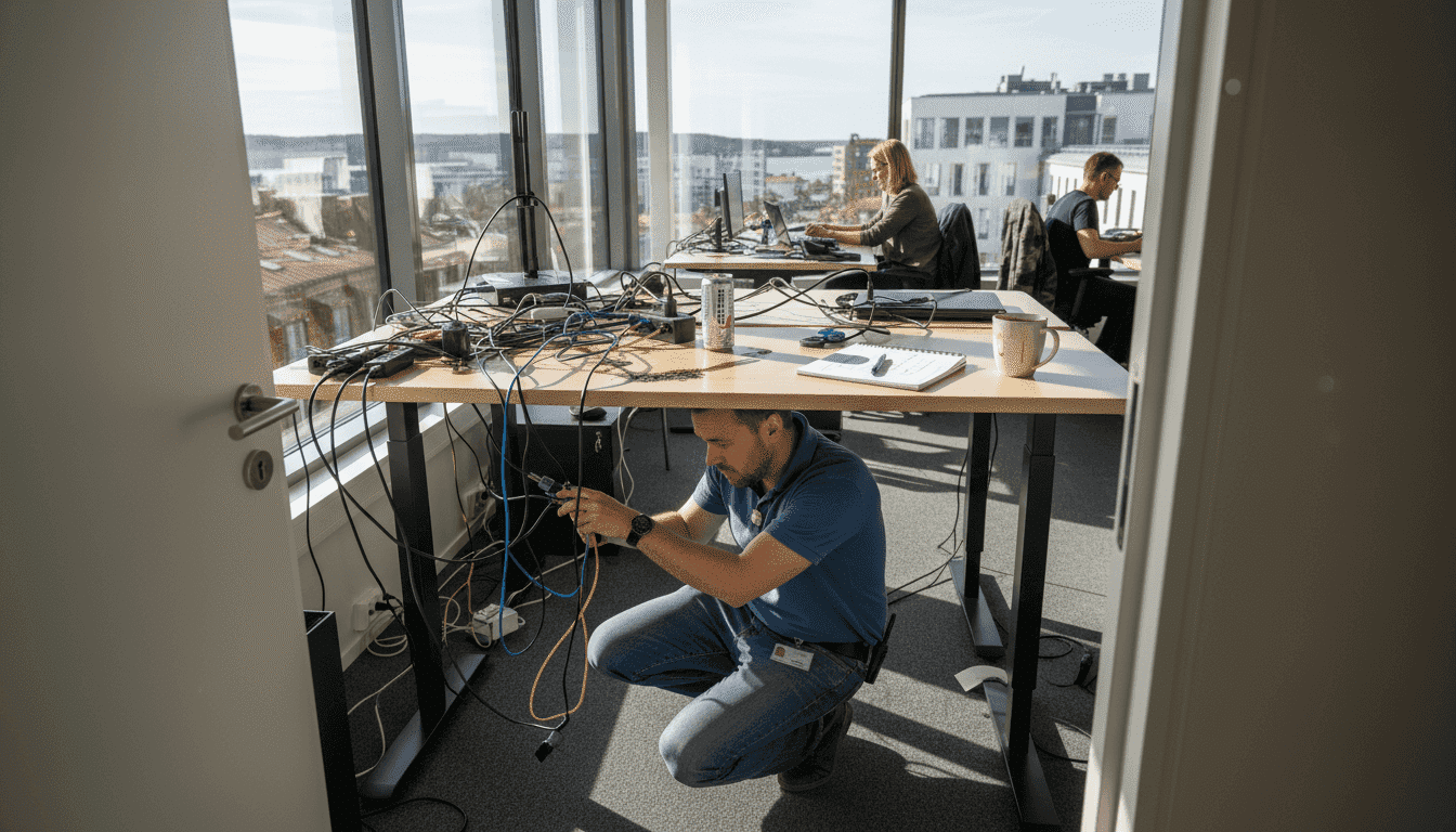 IT-tekniker åtgärdar akut problem på kontoret i Nacka