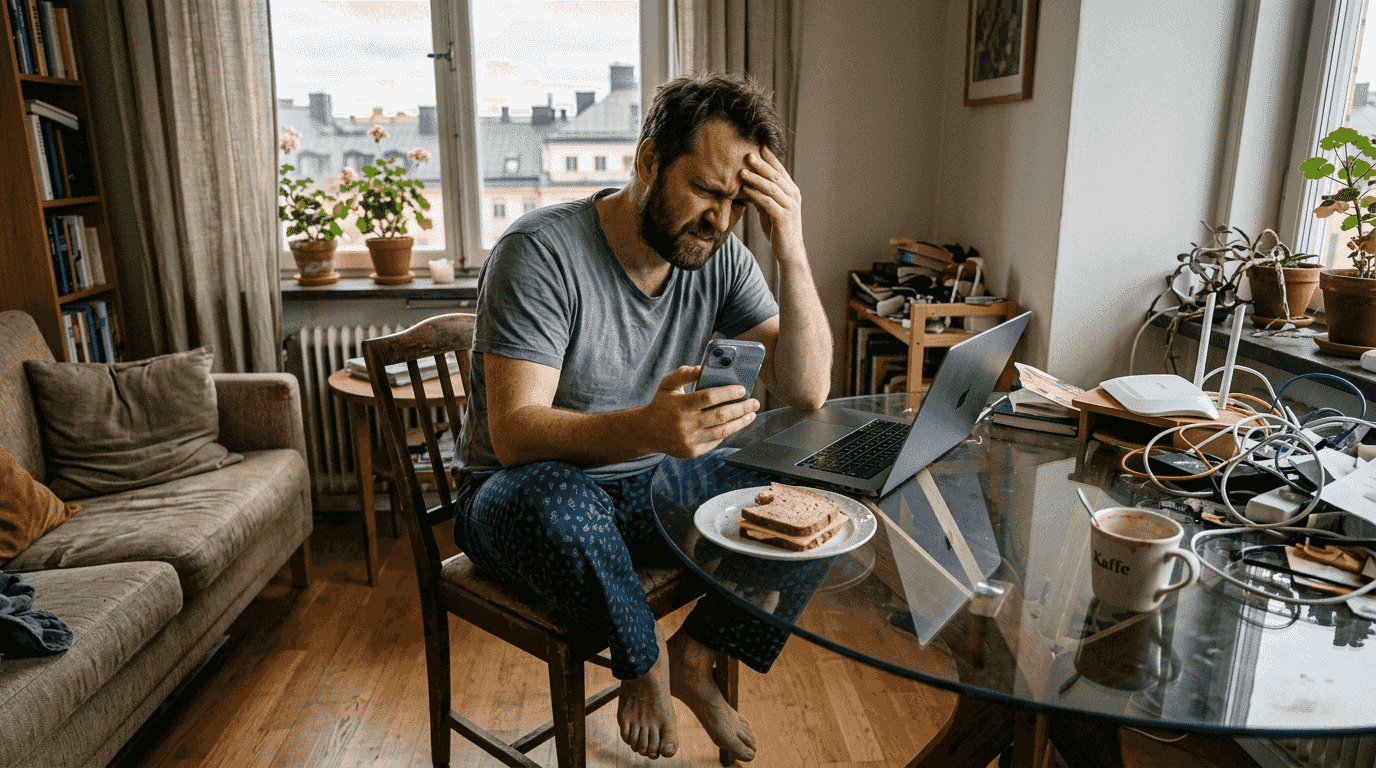 Man försöker lösa problem med sitt Apple-wifi hemma